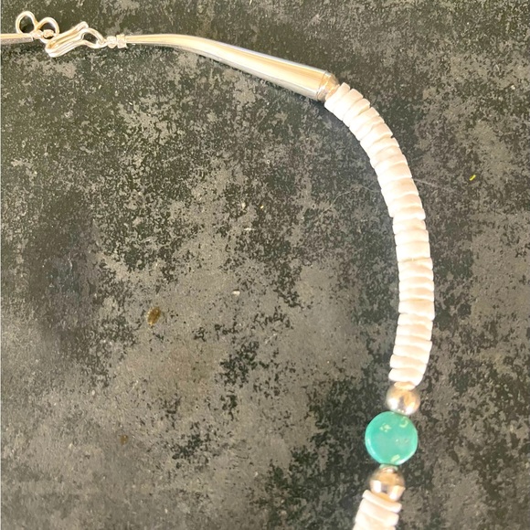 Hand Crafted  One of a Kind Sterling Silver Horse Necklace with Shell/Turquoise - Picture 3 of 4